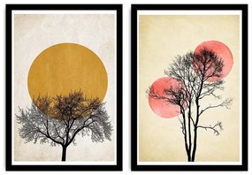 Pintura Decorativa em MDF com Moldura 2Psctcız-007 – Multicolor – 36 x