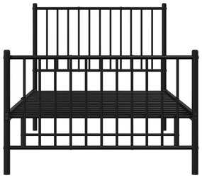 Estrutura de cama com cabeceira e pés 90x200 cm metal preto