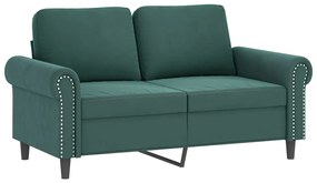 3 pcs conjunto de sofás com almofadas veludo verde-escuro