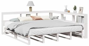 Cama com estante sem colchão 180x200 cm pinho maciço branco