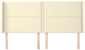 Cabeceira cama c/ abas couro artificial 163x16x118/128 cm creme