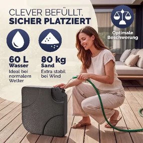 Conjunto completo de guarda-sol de 300 cm, incluindo 4 pesos e capa de proteção Antracite