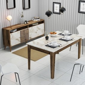 Conjunto de Mobiliário de Sala de Estar Milan500 – Nogueira e Branco –