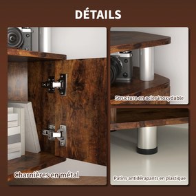 Móvel de TV 120 x 39,5 x 52 cm para televisores até 55 polegadas, com prateleira ampla, armários com portas e compartimento aberto, castanho