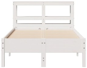 Cama sem colchão 120x190 cm madeira de pinho maciça branco