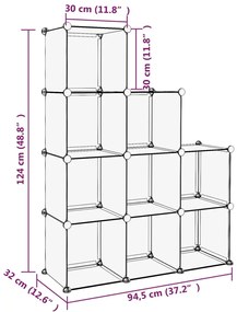 Organizador de arrumação com 9 cubos PP preto