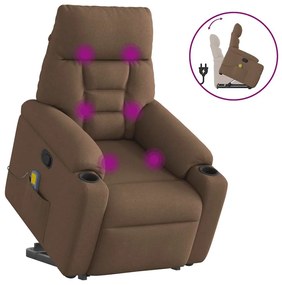 vidaXL Poltrona reclinável massagens tecido castanho