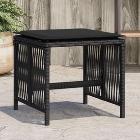 Bancos de jardim com almofadões 4 pcs 41x41x36 cm vime PE preto