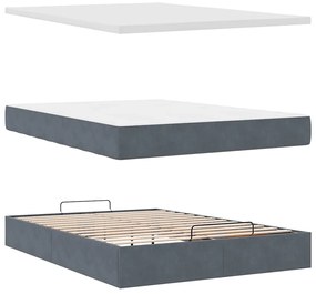 Estrutura de cama otomana com colchão 140x200cm cinzento escuro