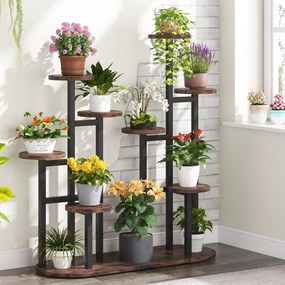 Tribesigns Multi Nível 11 Top Plant Racks Planos internos marrons rústicos
