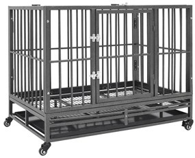 vidaXL Jaula para cães com rodas aço 92x62x76 cm