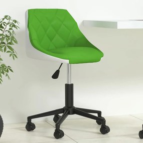 Cadeira de escritório giratória couro artificial verde e branco