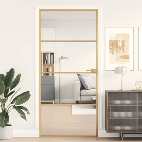 Porta interior 93x201,5 cm vidro temperado e alumÃnio dourado