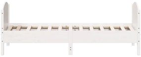 Cama sem colchão 90x200 cm madeira de pinho maciça branco