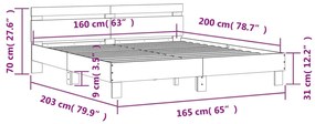 Estrutura cama c/ cabeceira 160x200 cm derivados madeira branco