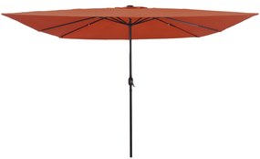 Parasol de Jardim Quadrado vidaXL com Luzes LED 295x245 cm Terracota