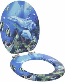 vidaXL Assento de Vaso Sanitário Azul 44 x 38 cm Placa de MDF