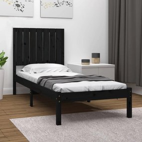 Estrutura de cama pequena solteiro 75x190 cm madeira preto