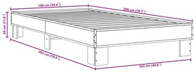 Estrutura de cama 100x200 cm derivados de madeira/metal preto