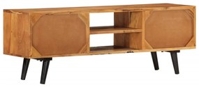 Móvel de TV com portas 112x30x40 cm acácia maciça e metal