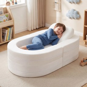 Sofá-cama 3 em 1 para crianças 66 x 47 x 55 cm, dobrável, com capas laváveis com fechos de correr e almofada com enchimento de espuma macia, para maio