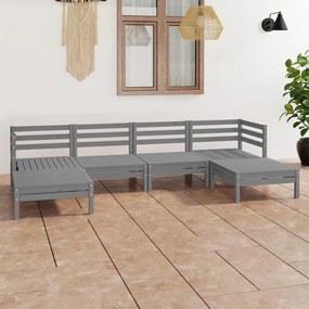 vidaXL 6 pcs conjunto lounge de jardim pinho maciço cinzento
