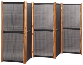 Divisória/biombo com 5 painéis 350x180 cm preto