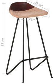 Bancos de bar 4 pcs couro genuíno castanho