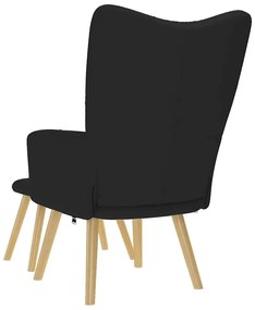 Cadeira de descanso com banco p/ pés tecido preto