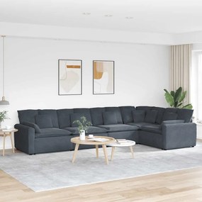 Sofá modular com almofadas veludo cinzento-escuro