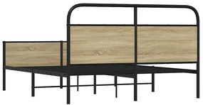 Estrutura de cama sem colchão 150x200cm metal carvalho sonoma