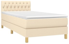 Cama box spring c/ colchão e LED 90x200 cm tecido cor creme