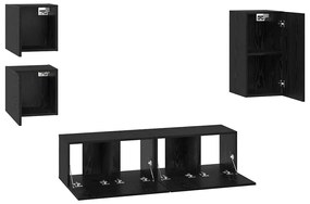Conjunto de móvel de TV 5 pcs Carvalho preto Madeira processada