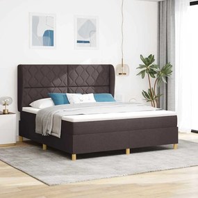 Cama Box Spring vidaXL com Colchão Marrom Escuro 180x200 cm Tecido