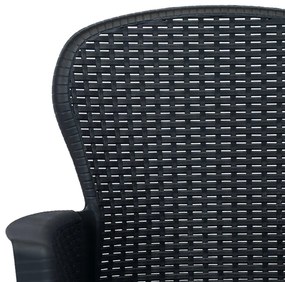 Conjunto bistrô 3 pcs plástico antracite com aspeto de vime