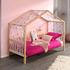 Conjunto Cama infantil de Casa DALLAS Com Ripas 90x200 com cortinados NATURAL