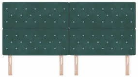 Cabeceira em Veludo Verde Escuro com Botão de Cristal Tufted 200 cm