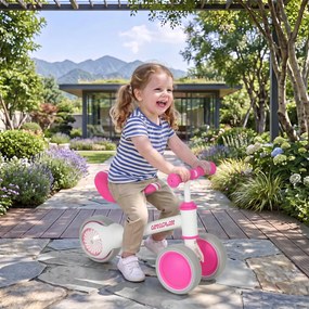 Bicicleta de Equilíbrio para Bebé, 51 x 22 x 36 cm, Assento Ajustável, Rosa