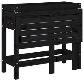 Floreira de jardim com tampo dobrável pinho maciço preto