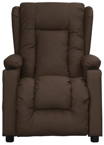 Poltrona reclinável couro artificial castanho