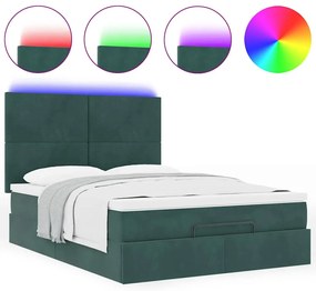 Estrutura cama otomana colchões 140x200 cm veludo verde escuro