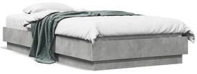 Estrutura de cama com luzes LED 75x190 cm cinzento cimento