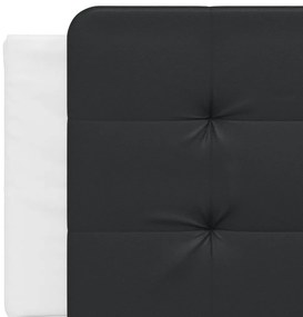 Estrutura cama c/ cabeceira 160x200 couro artif. branco/preto