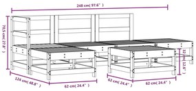 6 pcs conjunto lounge de jardim madeira de pinho impregnada