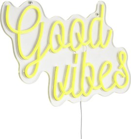 Luz de parede néon amarela incluindo LED - Good Vibes