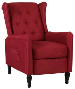 vidaXL Poltrona reclinável tecido vermelho tinto