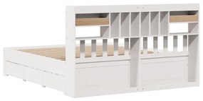 Cama com estante sem colchão 180x200 cm pinho maciço branco