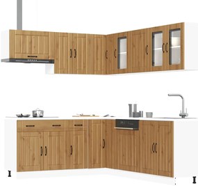 vidaXL 11 peças armário de cozinha conjunto Lucca carvalho artesanal