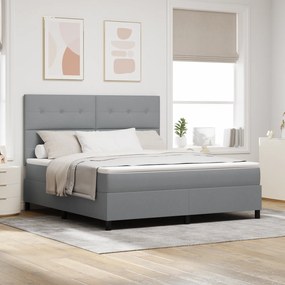 vidaXL Cama Box Spring com Colchão Cinza Claro Super King Tecido
