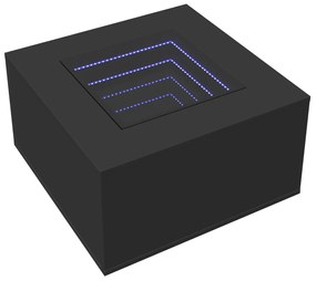 Mesa de centro c/ LEDs 60x60x40cm contraplacado preto brilhante